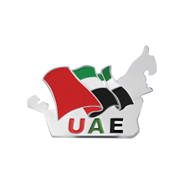 UAE Flag Map Metal Badge Backside with Magnet