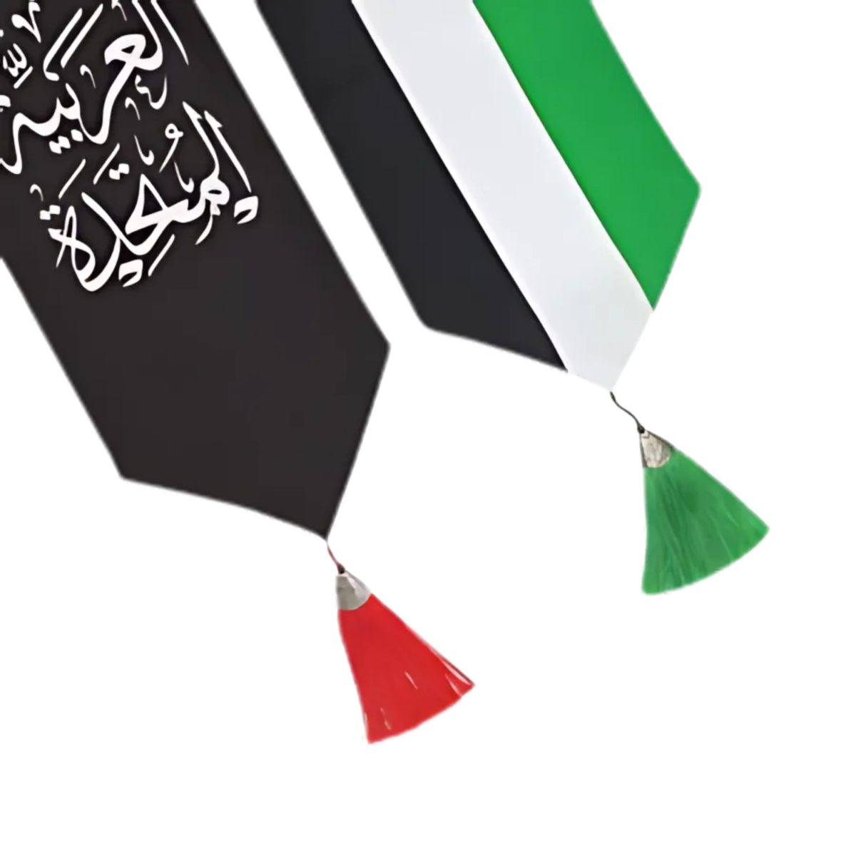 UAE Flag Scarf with Arabic Writing, Red & Green Tassel