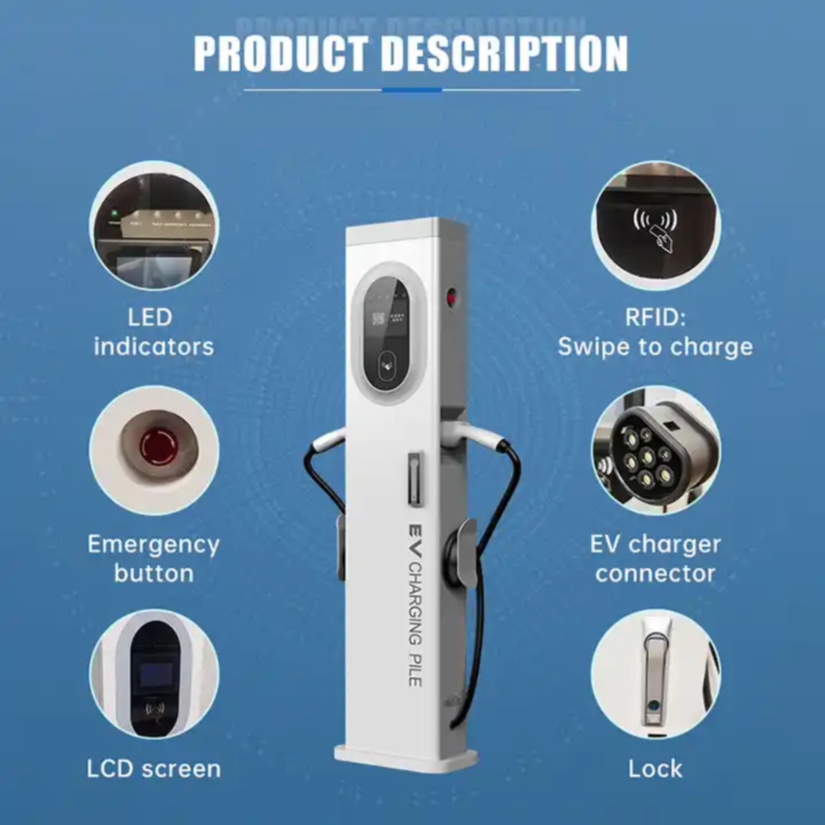 Dual Gun Floor Standing AC Charger 11kW 22kW 44kW