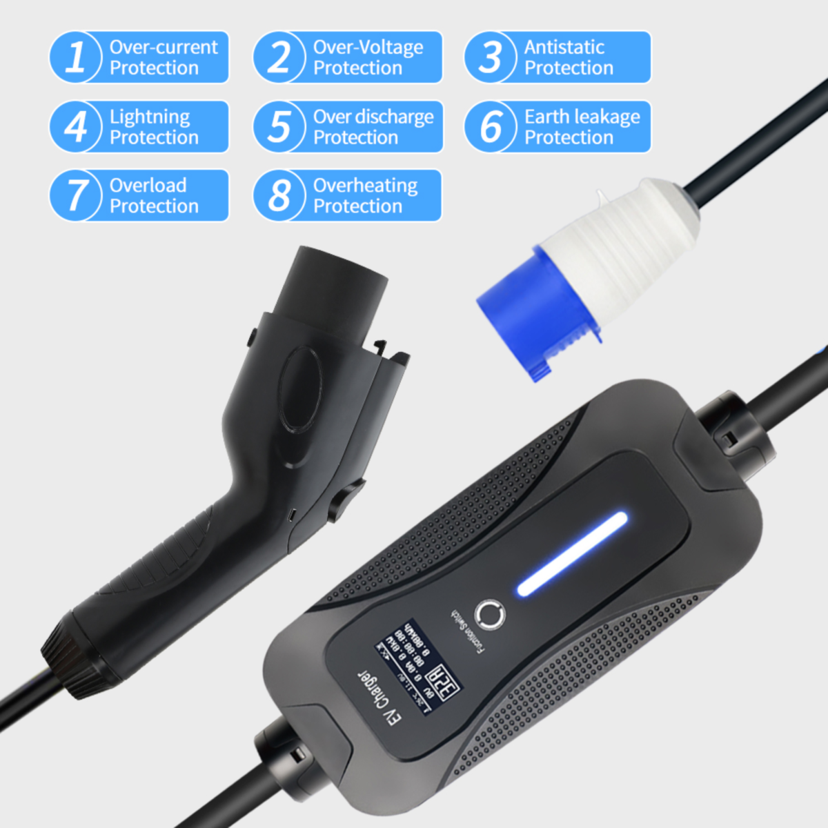 Fast charging 32A GB/T Portable EV Charger 16A/32A