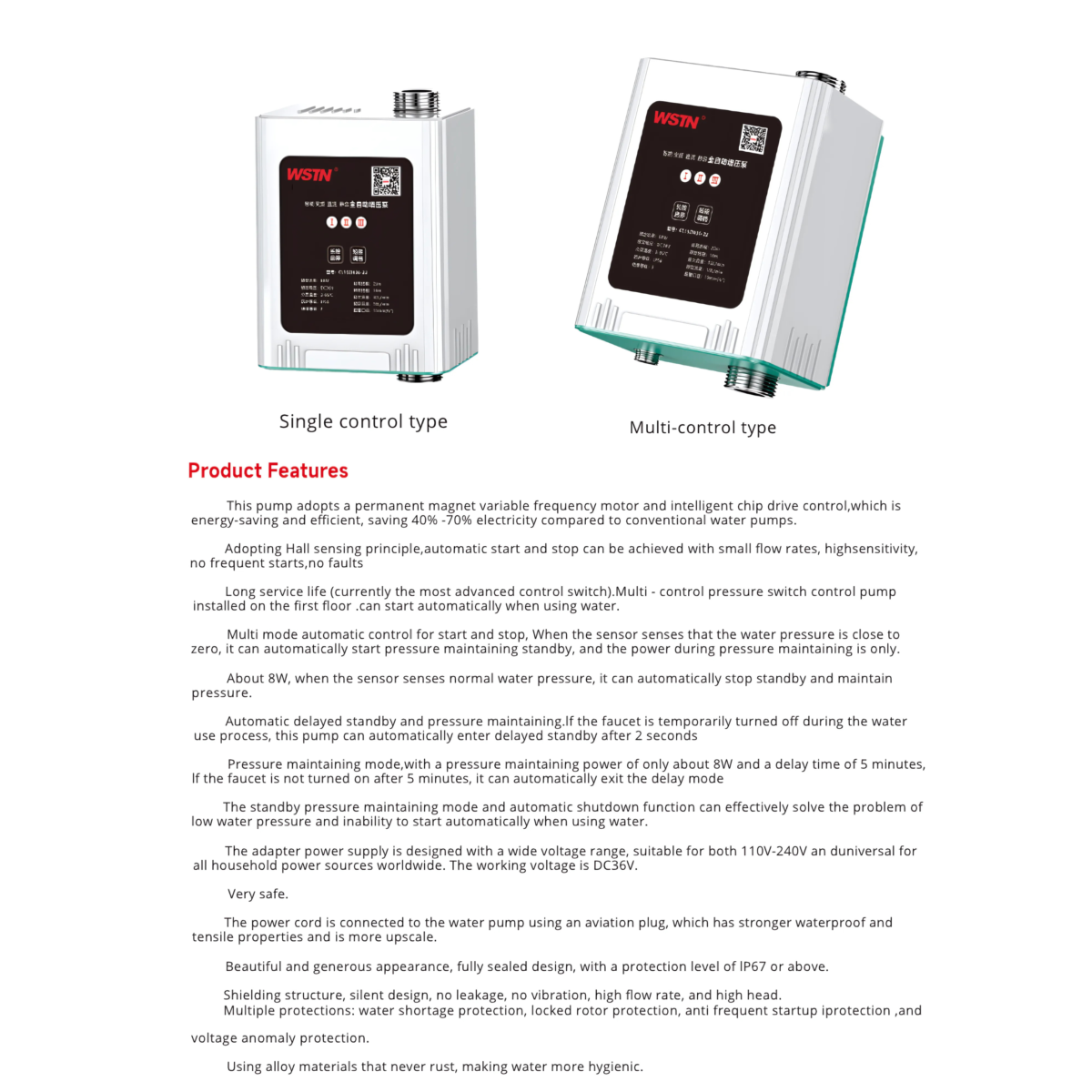 Fully Automatic Booster Pump Single / Multiple control type