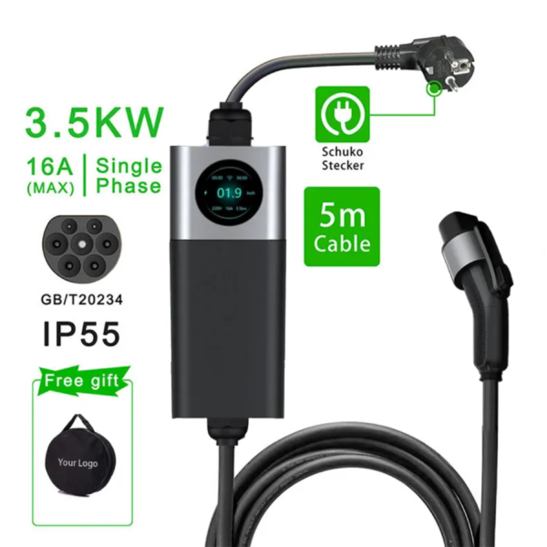 Portable EV Charger UK 3Pin Plug 16A/32A 3kW-22kW