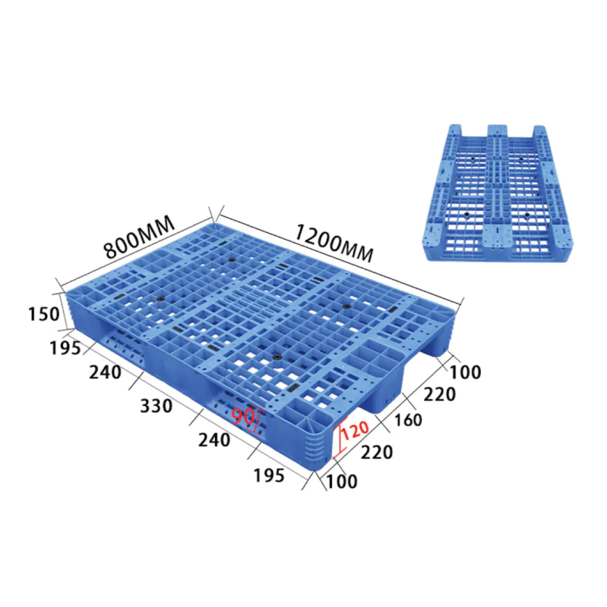 Non Slip Stackable Plastic Pallet ARL-DDC1208