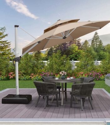 3m Waterproof & Fade-Resistant 360° Rotation Round Polyester Patio Umbrella