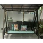 Three-Seat Durable Aluminum Outdoor Swing Chair with Comfortable Cushions