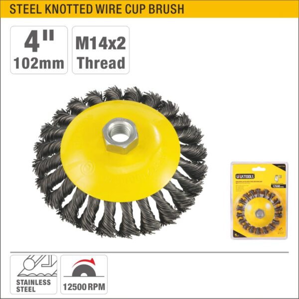 102mm Knotted Wire Wheel Brush with M14x2 Thread Model ARL-EBP704