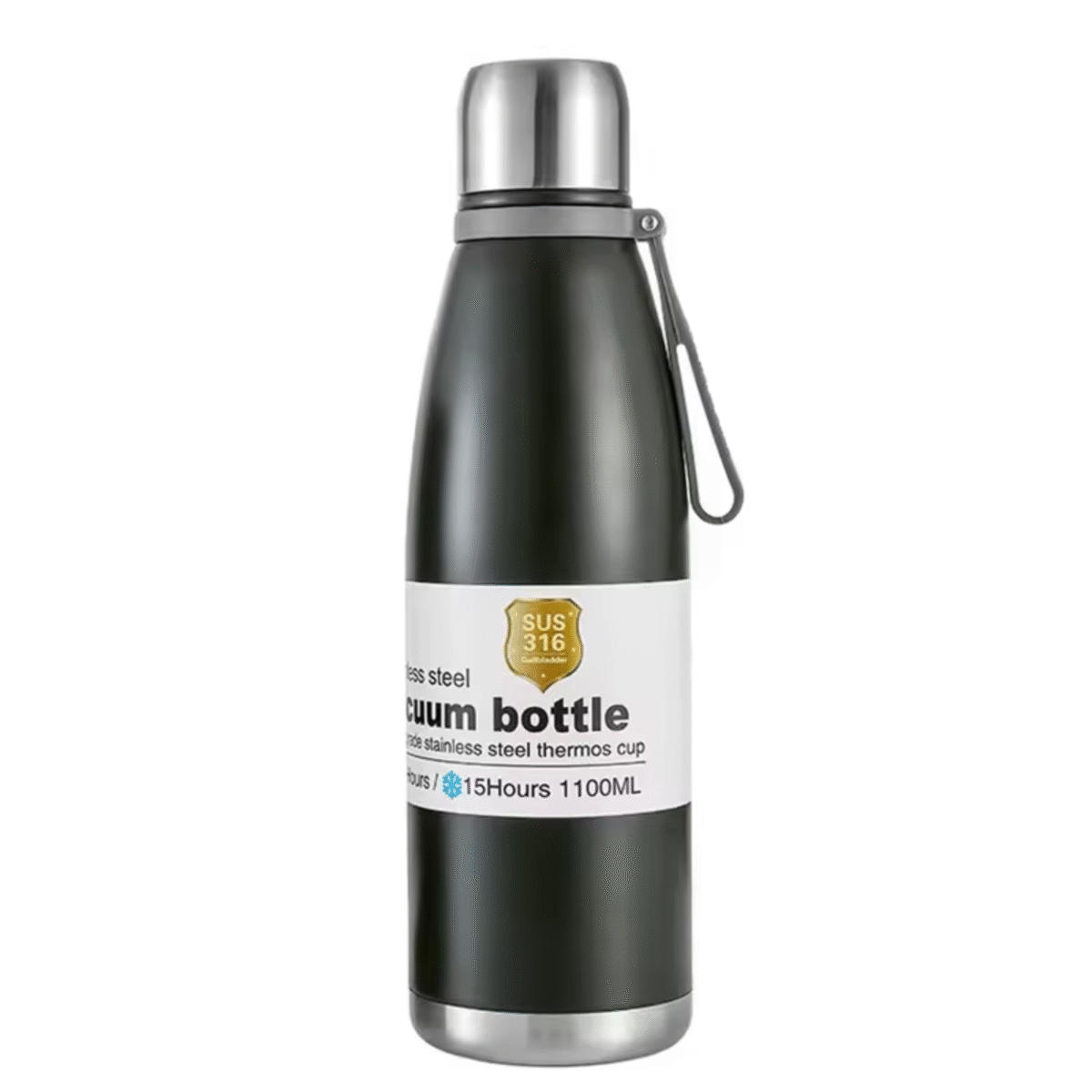 1100ML Vacuum Insulated Stainless Steel Water Bottle with Carabiner