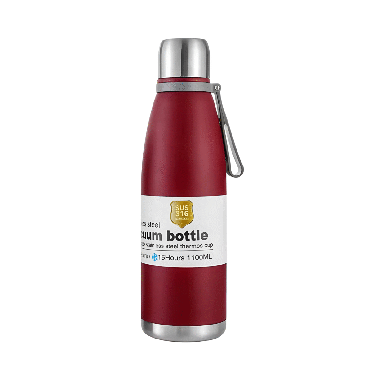 1100ML Vacuum Insulated Stainless Steel Water Bottle with Carabiner
