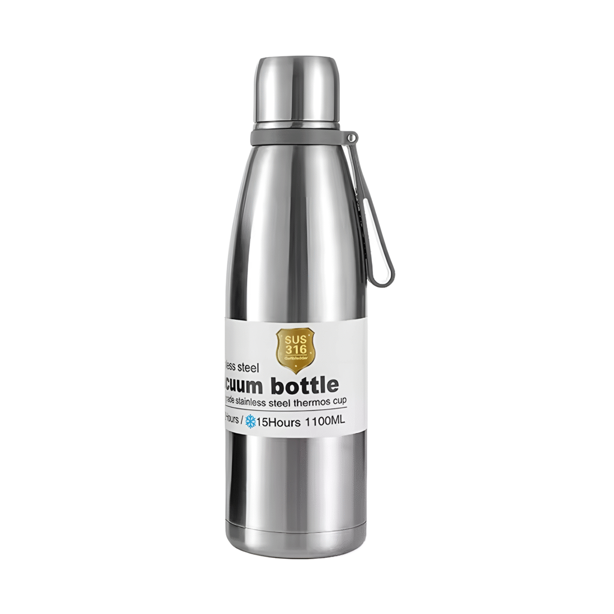 1100ML Vacuum Insulated Stainless Steel Water Bottle with Carabiner
