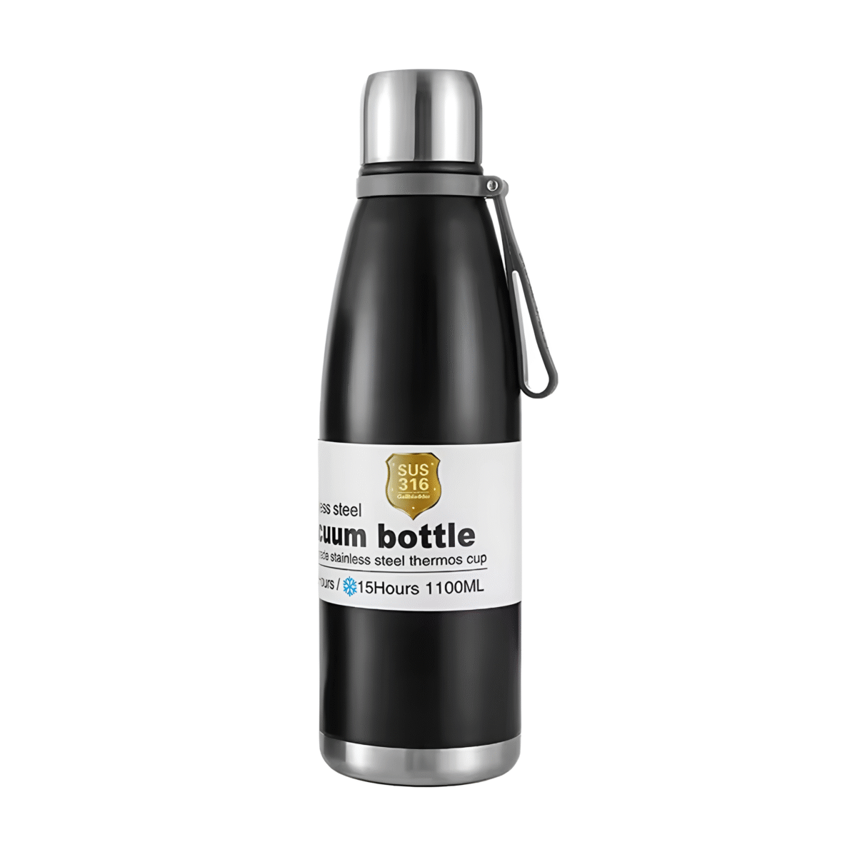 1100ML Vacuum Insulated Stainless Steel Water Bottle with Carabiner