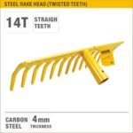 14-Teeth Straight Steel Rake Head Model ARL-RAV14T