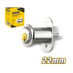 22mm Chrome Drawer & Cabinet Lock with Zamac Body, Brass Cylinder, and 2 Keys Model ARL-CHM22CB