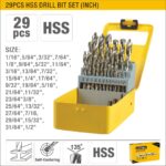 29pcs HSS Twist Drill Bit Set (Inch) with 135° Split Point Model ARL-BCF29S