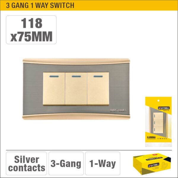 3 Gang 1 Way Wall Switch ARL-INT103U