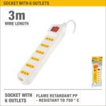 3m White Extension Socket with 6 Outlets ARL-AGM316CL-B