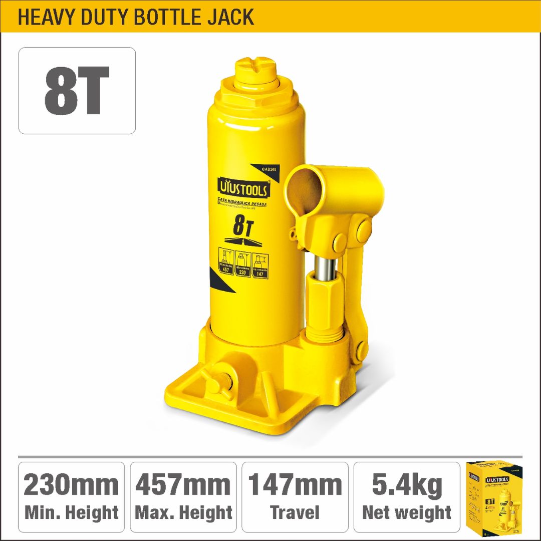 8 Ton Heavy Duty Bottle Jack (230-457mm Lift Height) Model ARL-GAB208