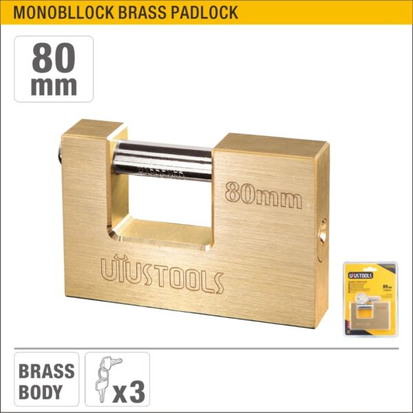 80mm Monoblock Brass Padlock Model ARL-CAR080