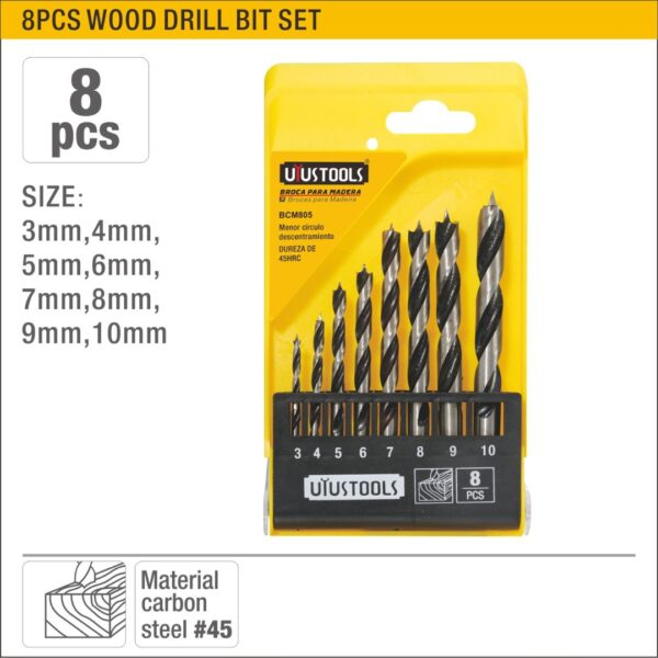 8pcs Wood Drill Bit Set Model ARL-BCM805