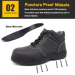 Black Leather Rubber Sole Industrial Safety Shoes with CE Steel Toe ARL-TM093