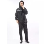 Black Oxford Fabric PVC Coating Rainsuits Water Proof Detachable Hood Adult for Men ARL-6805