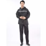 Black Oxford Fabric PVC Coating Rainsuits Water Proof Detachable Hood Adult for Men ARL-6805