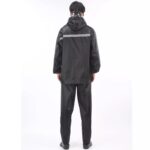 Black Oxford Fabric PVC Coating Rainsuits Water Proof Detachable Hood Adult for Men ARL-6805
