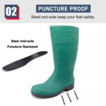 Green PVC Safety Rain Gumboots with Steel Toe ARL-GB38