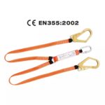 Orange Polyester Webbing 25KN Strength Energy Shock Absorber Lanyard with Double Hooks ARL-HN38