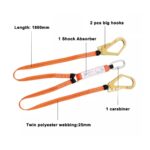 Orange Polyester Webbing 25KN Strength Energy Shock Absorber Lanyard with Double Hooks ARL-HN38