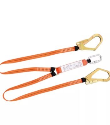 Orange Polyester Webbing 25KN Strength Energy Shock Absorber Lanyard with Double Hooks ARL-HN38