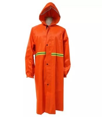 Orange Waterproof Polyester Fabric PVC Coated Long Gown Raincoat ARL-RT13
