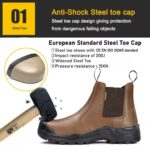 Steel Toe Anti Puncture No Laces Safety Shoes Brown ARL-TM3325