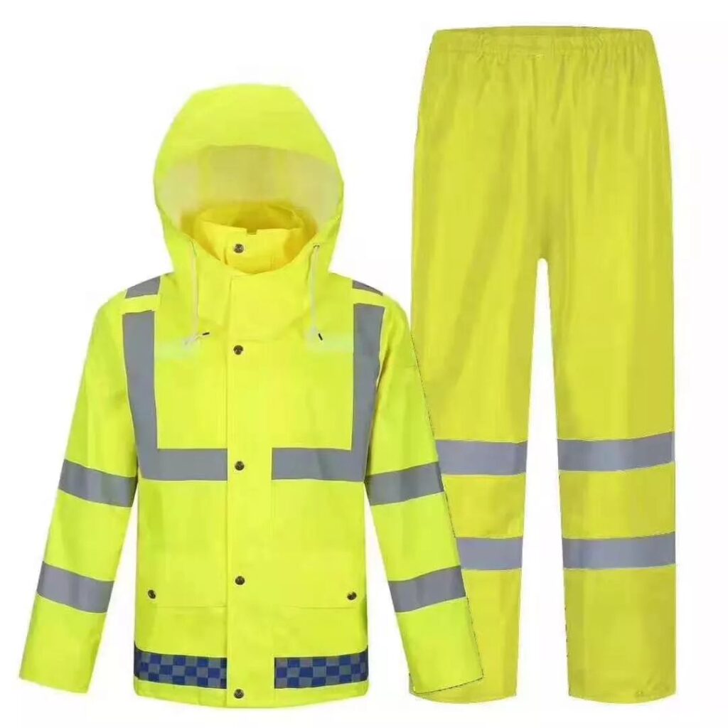 Yellow Polyester PVC Coating Reflective Raincoat Waterproof Rainsuit ARL-6817