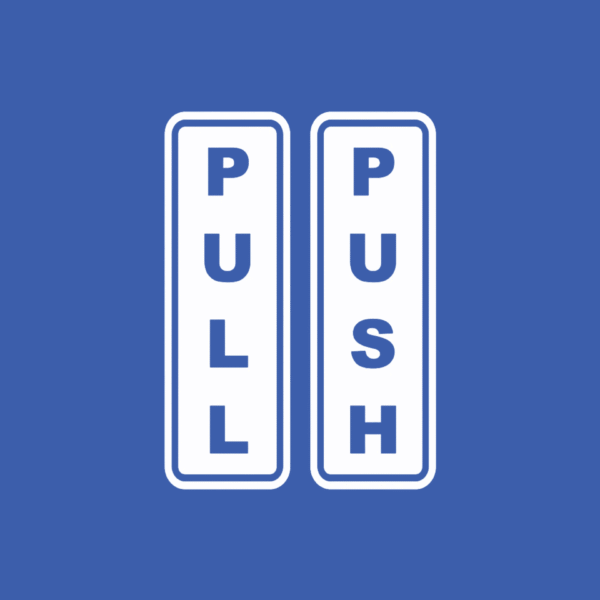 Push Pull Entrance Exit Door Sign Vinyl Sticker - Transparent Background (7x2 Inch)