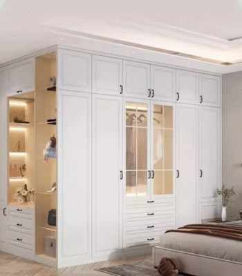 Customizable Modern Swing Door Wardrobe with Hanging Rod ARL-STWD-02