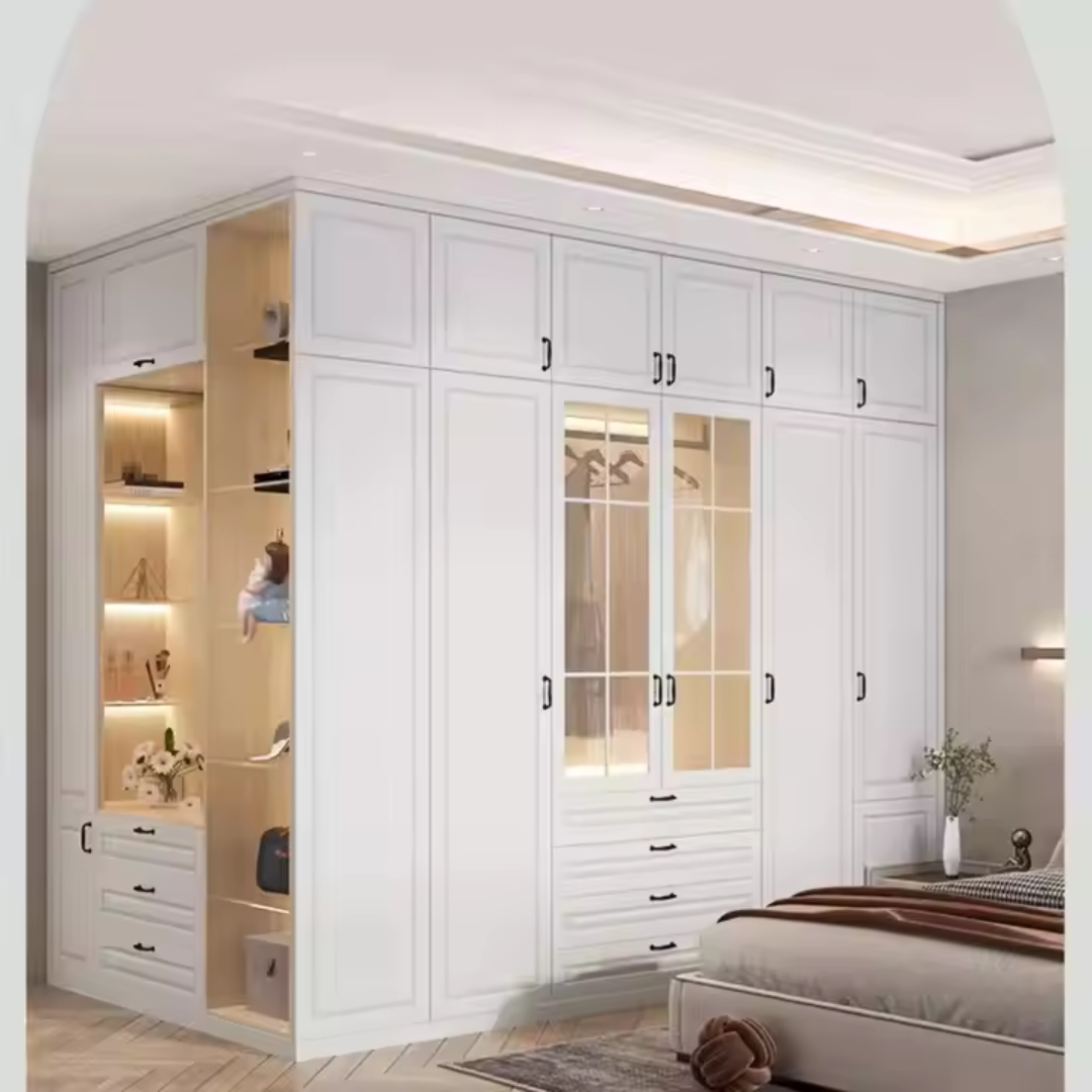 Customizable Modern Swing Door Wardrobe with Hanging Rod ARL-STWD-02