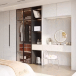 High-End Modern Wardrobe with Glass-Inserted Doors & LED-Lit Shelves ARL-STW006