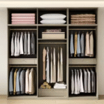 Integrated Bedroom Wardrobe Desk Combo in Modern Style ARL-STW019