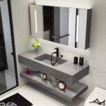 Luxury Bathroom Vanity with Red & White Sintered Stone Top
