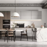 Modern Beige Acrylic Sheet Kitchen Cabinets PVC Cuisine Unit