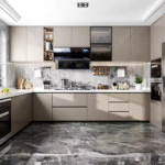 Modern Beige Acrylic Sheet Kitchen Cabinets Small Furniture