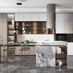 Modern Beige Acrylic Sheet Kitchen Cabinets Small Furniture