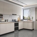 Modern Beige Kitchen Cabinets with Marble Backsplash ARL-MD-0326