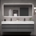 Modern Black Wood Wall Mounted Bathroom Vanity Set