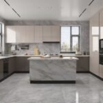 Modern L-Shaped Kitchen Island and Light-Brown Cabinets ARL-MD-0325