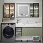 Modern Light Wood Grain Complete Set Bathroom Vanity