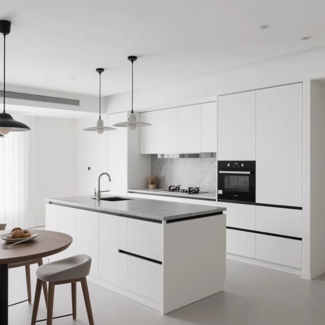 Modern Minimalist High Gloss White Kitchen Cabinets ARL-W-027