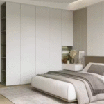 Modern Minimalist White Wardrobe with Built-in Side Shelves ARL-STW013