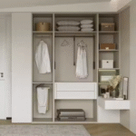 Modern Minimalist White Wardrobe with Built-in Side Shelves ARL-STW013