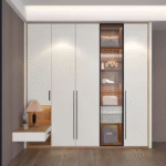 Modern Swing Door Wardrobe Hanging Rod and Drawer Storage Cloth Organizer ARL-STWD-07